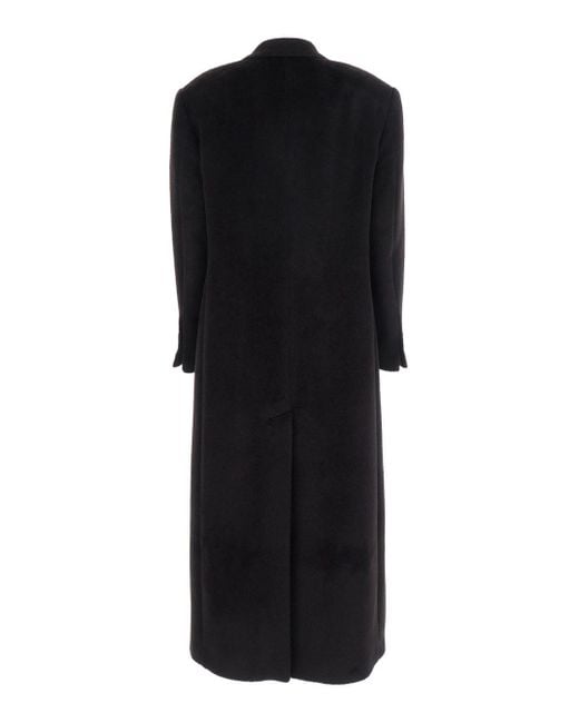 Tagliatore Black Double-Breasted Coat With Golden Buttons