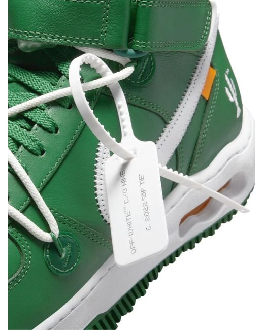 Nike Green Off- X Air Force 1 Mid Sp Lthr Sneakers Shoes for men