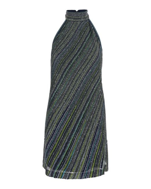 Missoni Blue Sleeveless Sequin Viscose Dress With Cut-Out