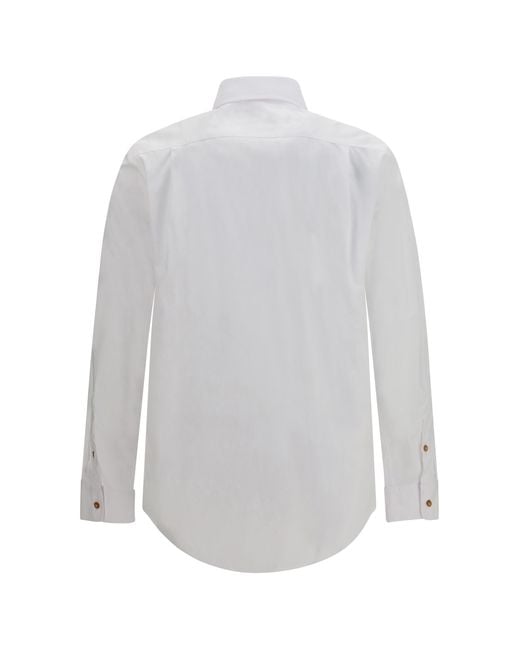 Vivienne Westwood White Orb Embroidered Cotton Shirt for men