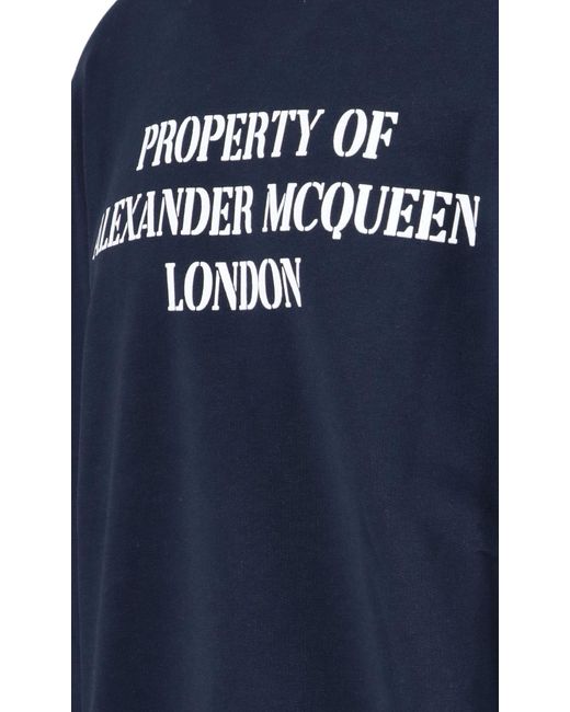 Alexander McQueen Blue Printed Crewneck Sweatshirt for men