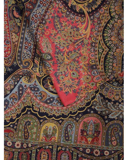 Etro Multicolor Paisley Printed Frayed Edge Scarf