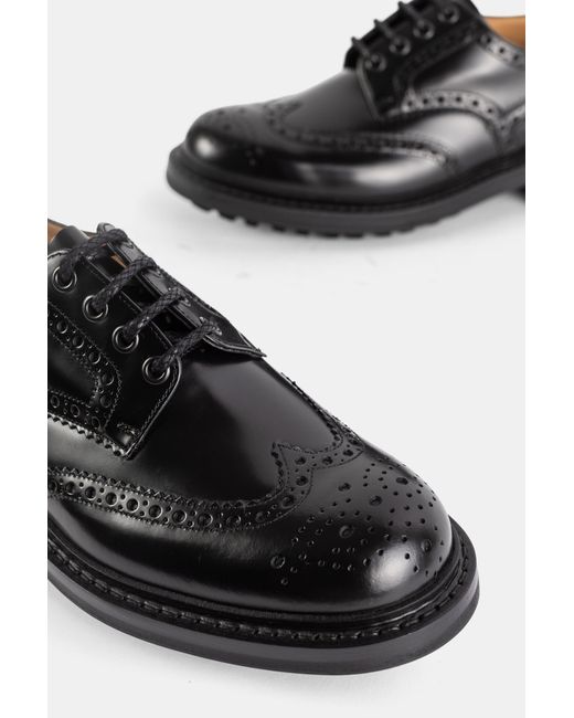 Church's Black Derby Mc Pherson Brogue En Cuir Grainé À Semelle Commando Flat Shoes for men