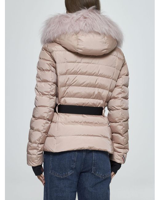 Moncler Natural Beverley Hooded Ski Down Jacket