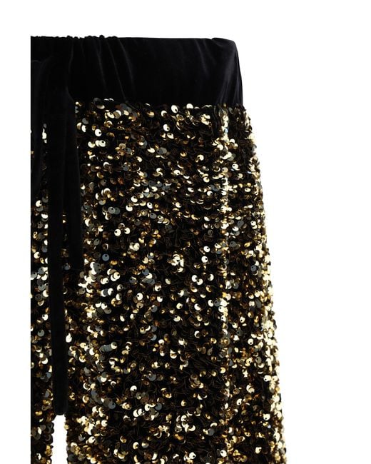 Ella Black Velvet Pants With Sequins Polyamide