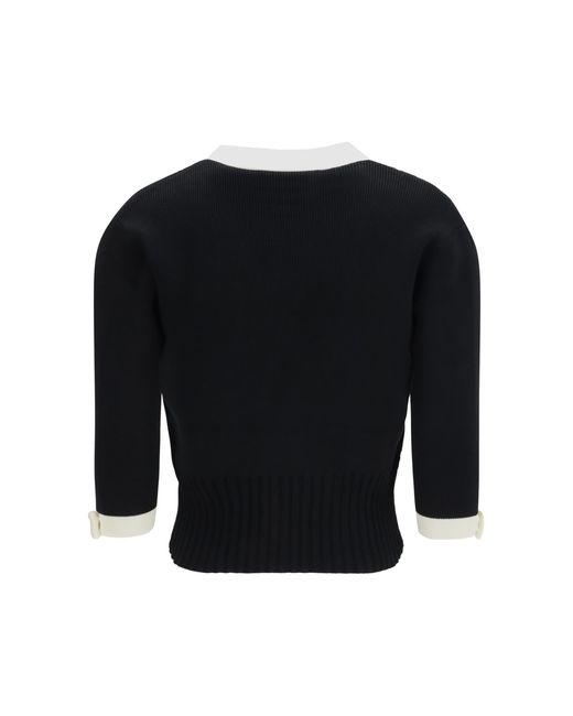 Valentino Blue Bicolor V-Neck Cardigan Cotton