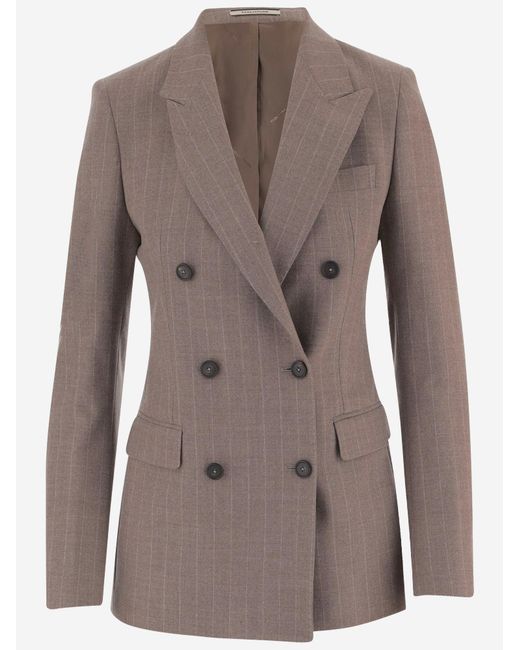 Tagliatore Brown Jacket Stretch Wool