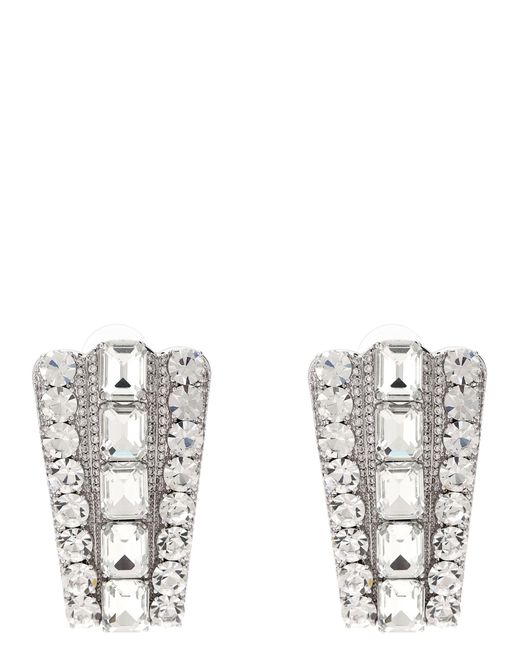 Self-Portrait White 'Multi Crystal' Earrings