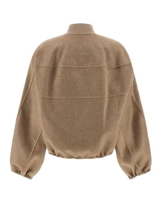 Fabiana Filippi Brown Cashmere Bomber Jacket Puffer Jackets