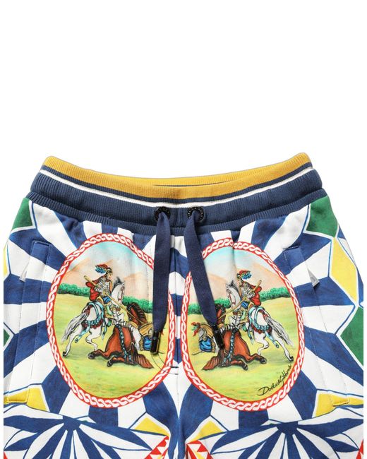 Dolce & Gabbana Multicolor Siciliano Saretto Joggers Pants Cotton