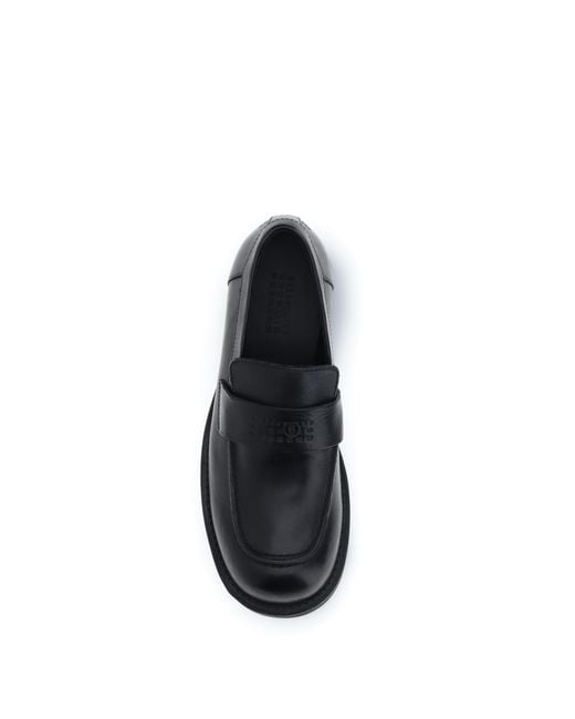 MM6 by Maison Margiela Black Loafers With Visible Topstitching for men