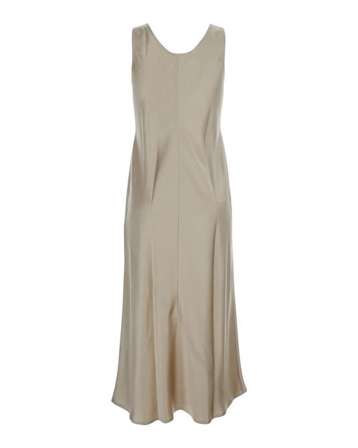 Max Mara Natural Silk Dress With Asymmetrical Bottom