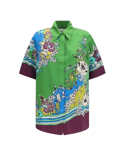 ALÉMAIS Green Nanci Silk Shirt