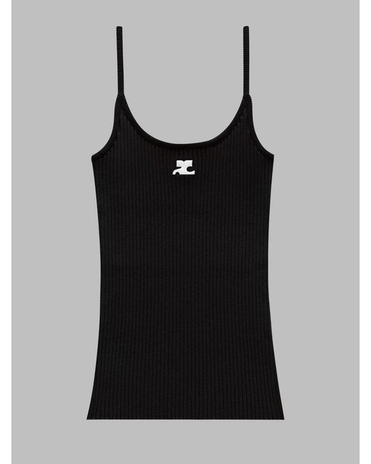 Courreges Black Tank Top Reedition Knit