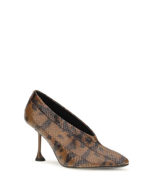 Proenza Schouler Brown Tee Pieced Python-Print Pumps