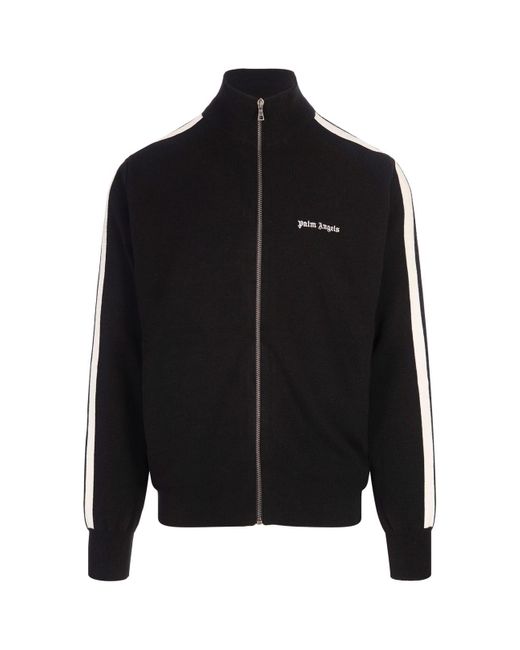 Palm Angels Black Wool And Cashmere Track Jacket for men