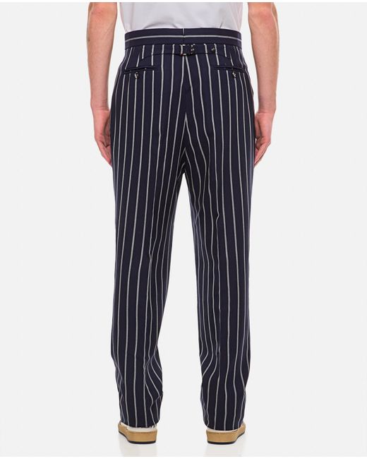 Thom Browne Blue Wool Bold Stripe Trousers for men