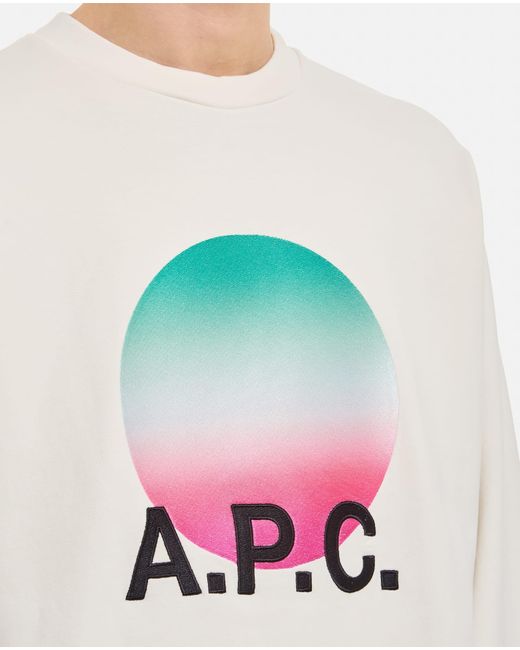 A.P.C. Blue Sunset Crewneck Cotton Sweatshirt for men