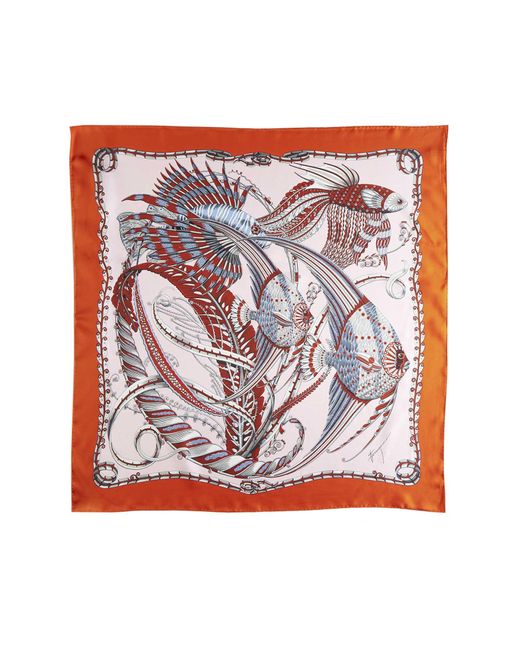 Ferragamo Multicolor Fish Print Silk Scarf