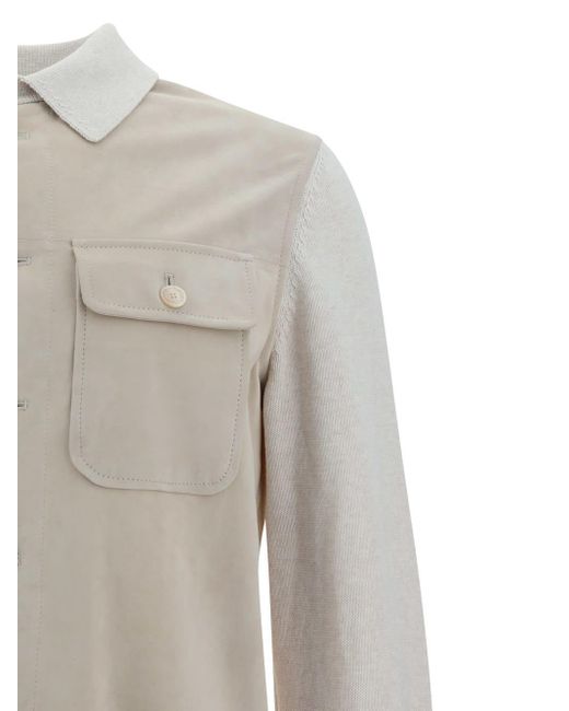 Brunello Cucinelli Gray Leather Jackets for men