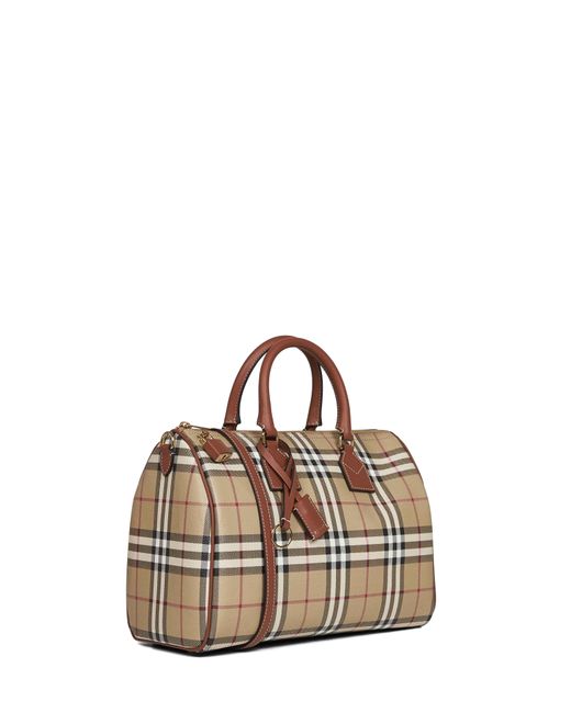 Burberry Natural Archive Check Medium Bowling Bag