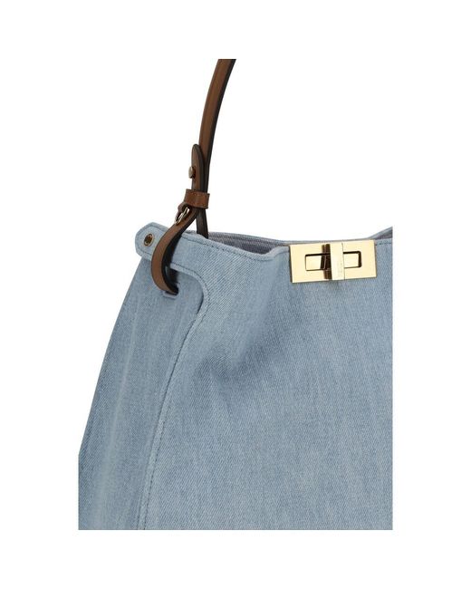 Fendi Blue Cotton Handbag Bag
