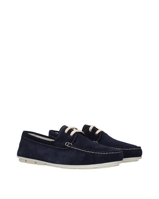 Prada Blue Suede Loafers