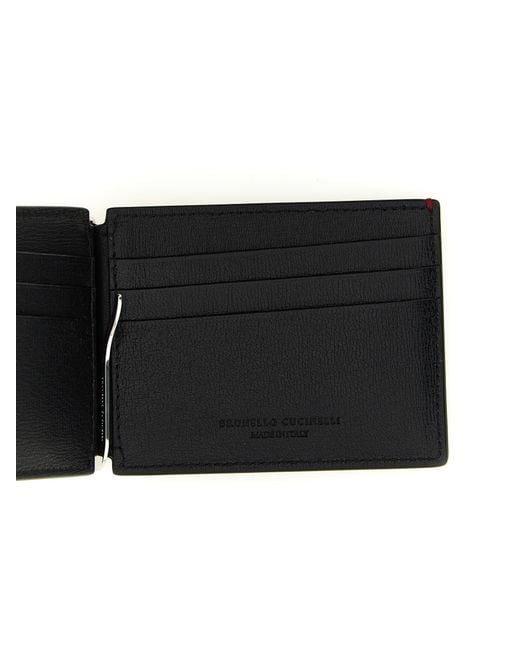 Brunello Cucinelli Black Goatskin Money Clip Accessory for men