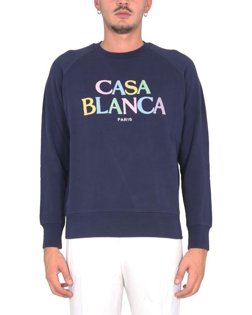 CASABLANCA Blue Crewneck Sweatshirt for men