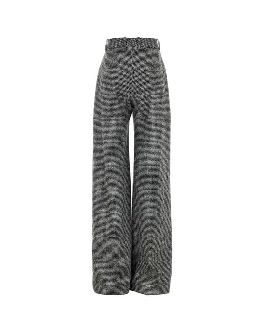 Ermanno Scervino Gray Embroidered Wool Blend Palazzo Pant