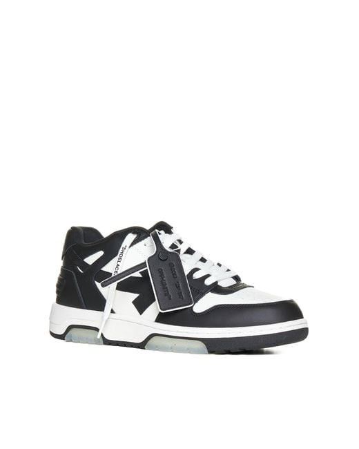 Off-White c/o Virgil Abloh Black Out Of Office Logo-embroidered Leather Low-top Trainers 7. for men