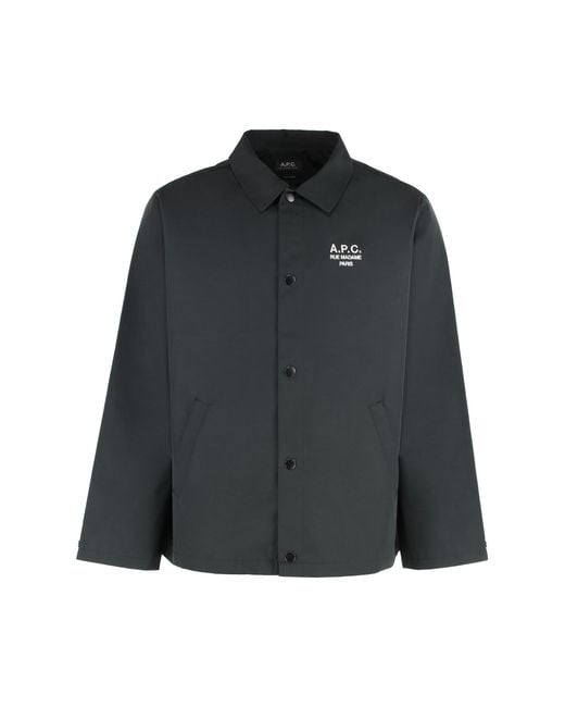 A.P.C. Black Regis Cotton-Blend Overshirt Shell: Polyester Shirt for men