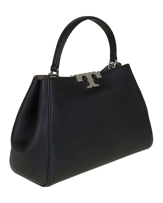 Tory Burch Black Eleanor Pebbled Medium Satchel