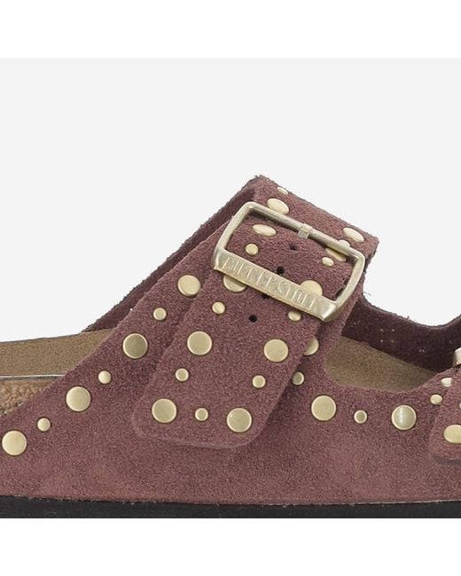 Birkenstock Brown Sandals Arizona Rivet Suede Leather And Cork