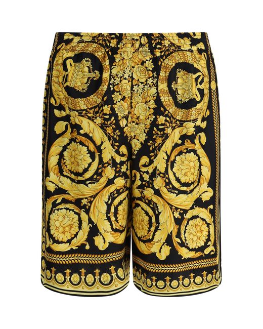 Versace Yellow Silk Shorts for men