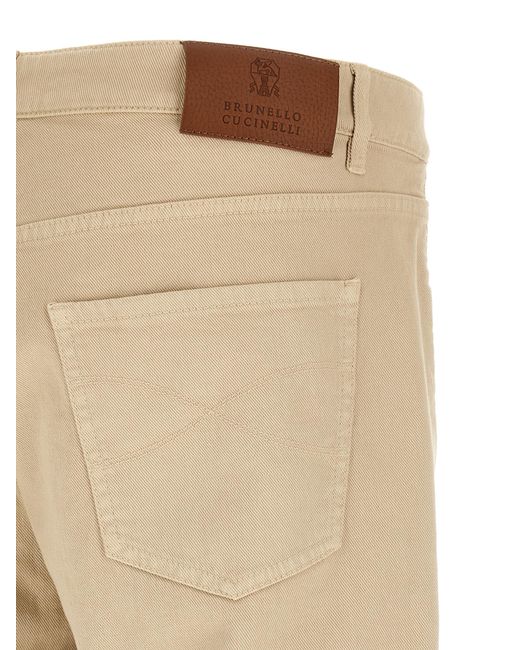 Brunello Cucinelli Natural Cotton Tapered Jeans Clothing for men