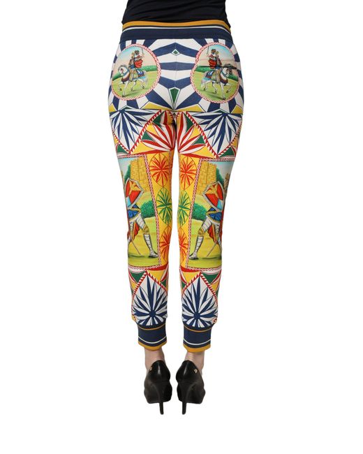 Dolce & Gabbana Multicolor Siciliano Saretto Joggers Pants Cotton