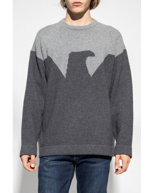 Emporio Armani Gray Wool Sweater for men