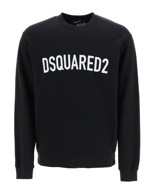 DSquared² Black Logo-print Cotton Sweatshirt for men