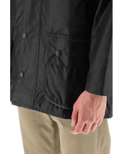Barbour Black Classic Beaufort Waxed Cotton Jacket for men