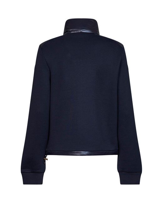 Moncler Blue Padded Fleece Zip-Up Sweatshirt Polyamide Puffer Jackets