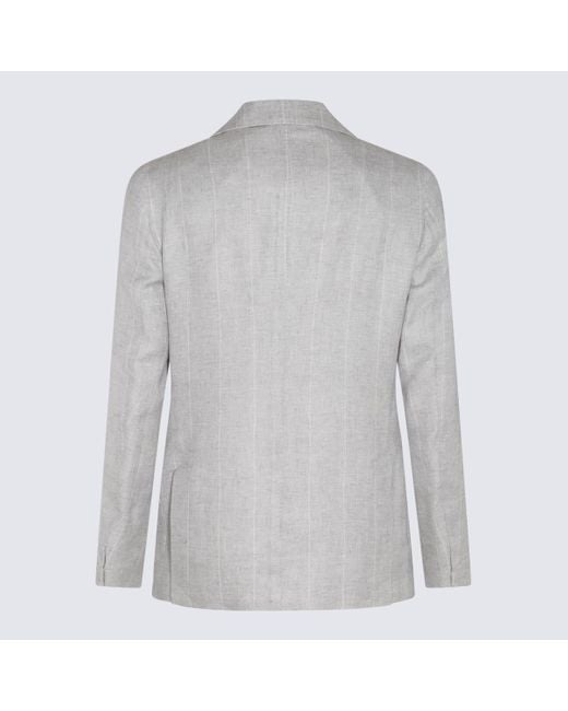 Eleventy Gray Linen And Wool Suits for men