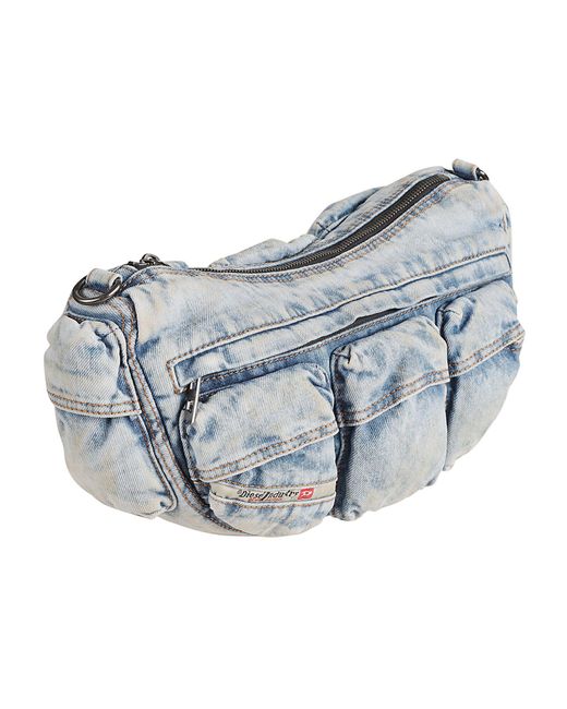 DIESEL Gray Re-edition Travel Denim Shoulder Bag for men