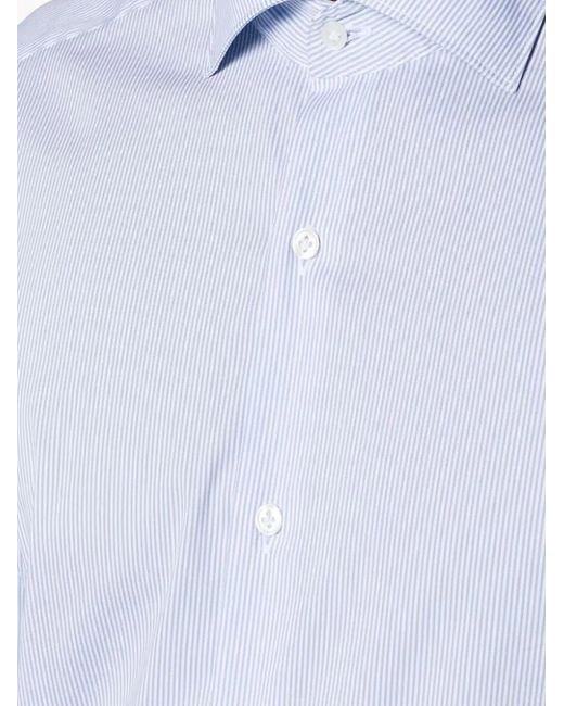 Fay Blue Light Striped Cotton-Blend T-Shirt for men