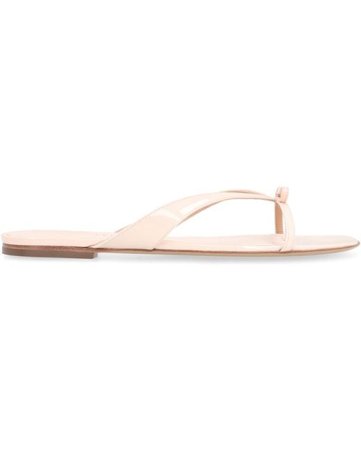 Ferragamo Pink Leather Flip-Flops Mini Bow Kidskin Sandal