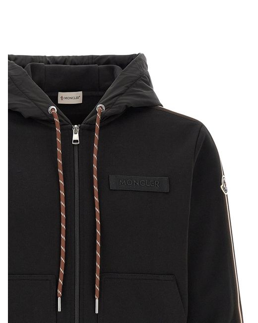 Moncler Black Cotton Hoodie for men