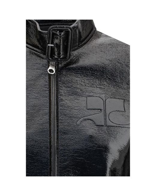 Courreges Black Cotton Full-Length Jacket