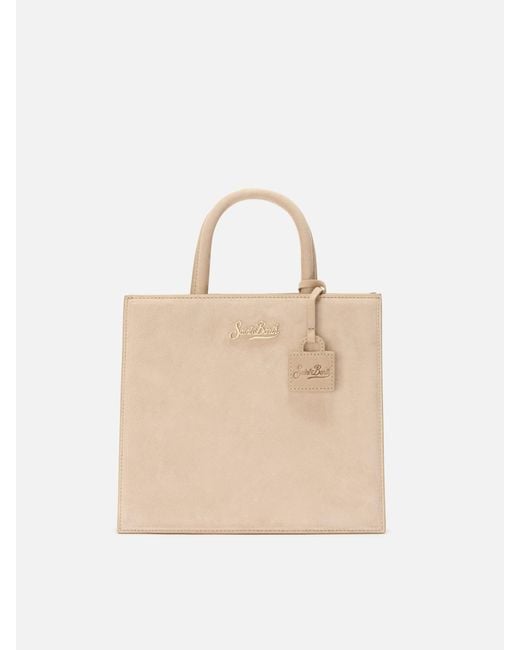 Mc2 Saint Barth Natural Shop Bag Midi Handbag Suede Leather