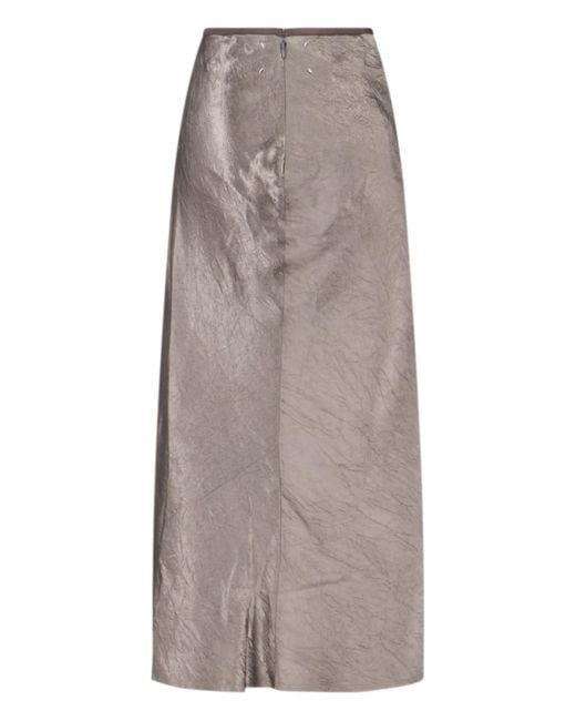 Maison Margiela Gray Satin Midi Skirt