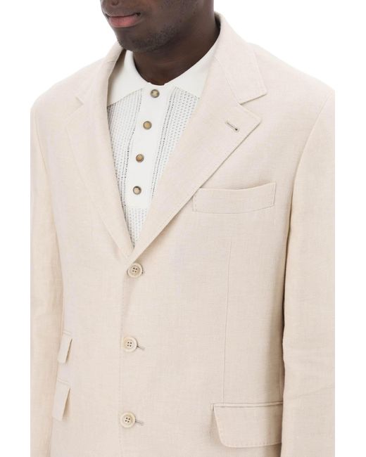 Brunello Cucinelli Natural Cavallo Deconstructed Single-Breasted Jacket for men